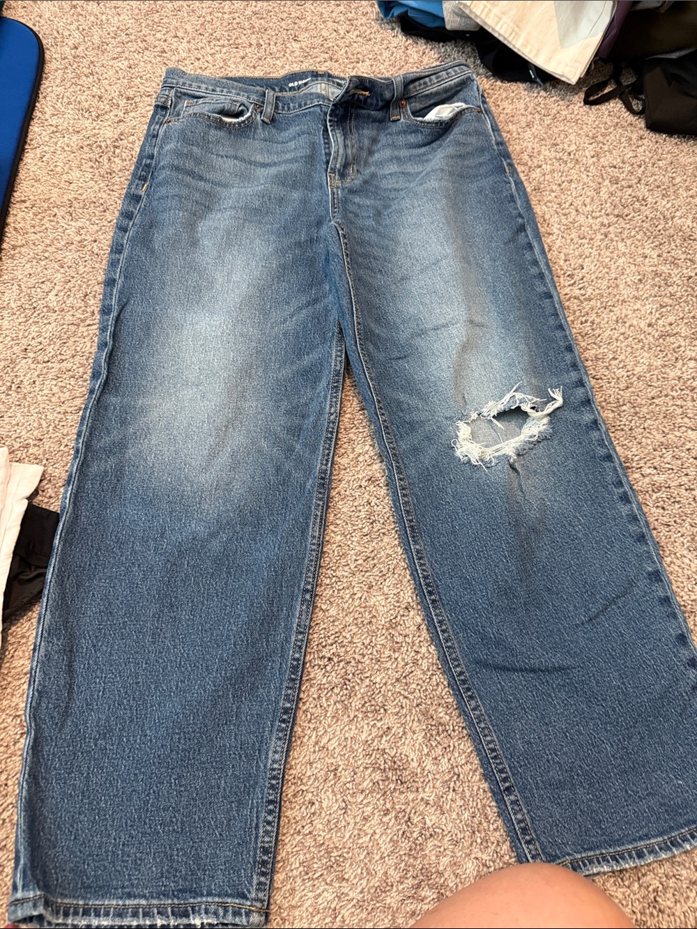Old Navy Blue Boyfriend Jeans with Knee Distress